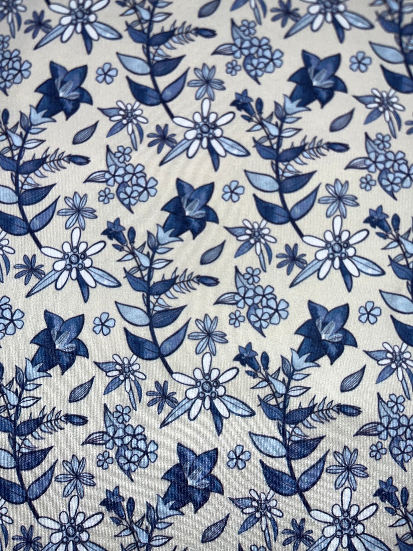 Alpine Flora Ivory/Blue STRETCH