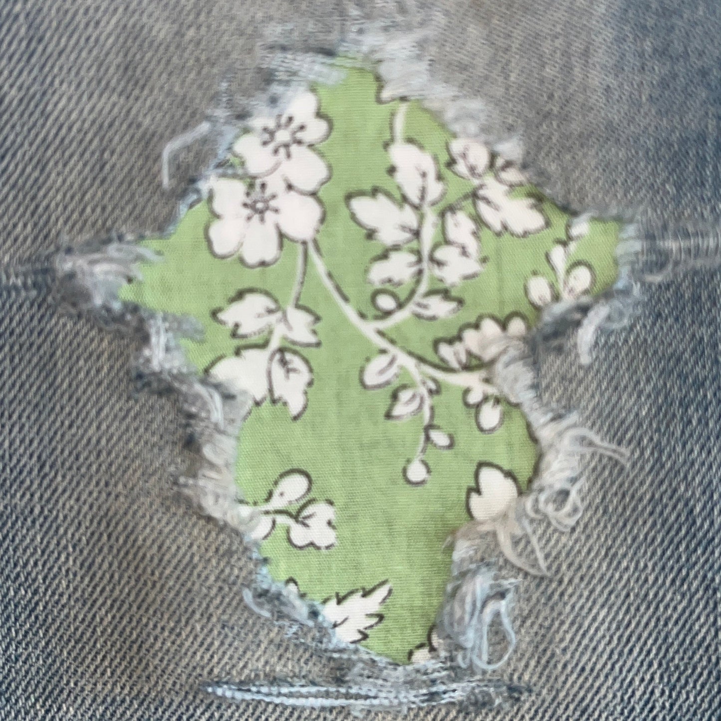 White Floral on Light Green