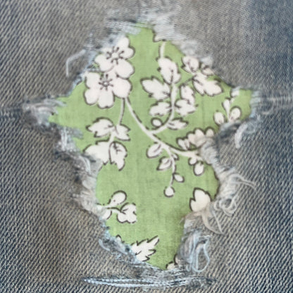 White Floral on Light Green