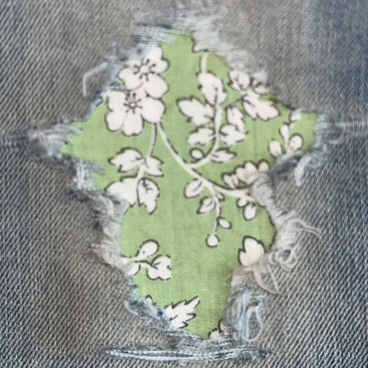 White Floral on Light Green