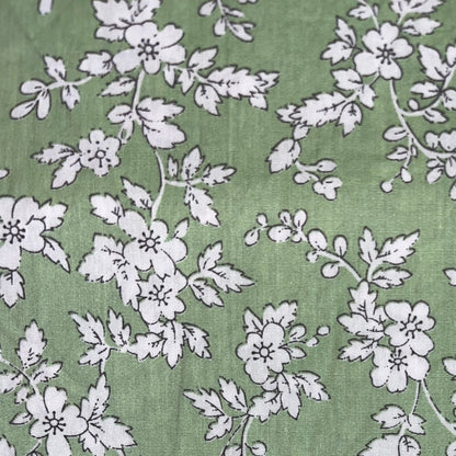 White Floral on Light Green
