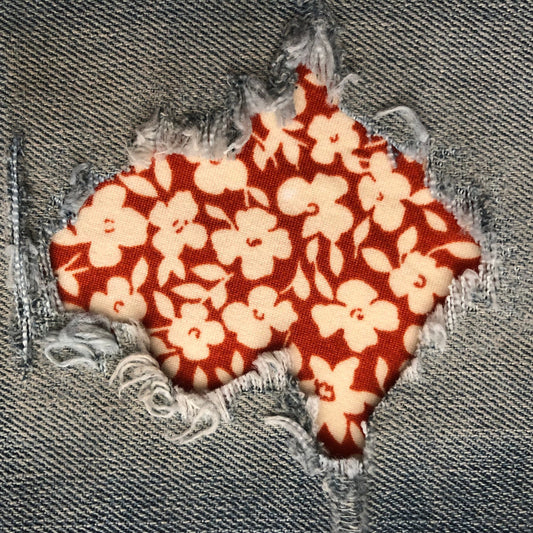 Ivory Floral on Rust STRETCH