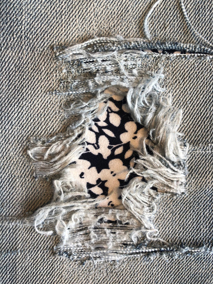 Ditsy Floral in Navy and White STRETCH